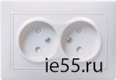 РСш12-2-ККм Розетка 2местн. без з/к с защ.штор. 10А КВАРТА (кремовый)