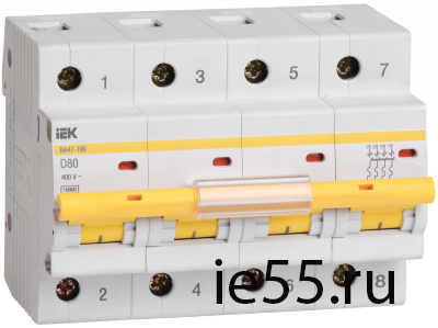 Автоматический выключатель ВА47-100 4Р  80А 10кА х-ка D ИЭК