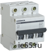 Автоматический выключатель ВА47-29 3Р 16А 4,5кА х-ка С GENERICA