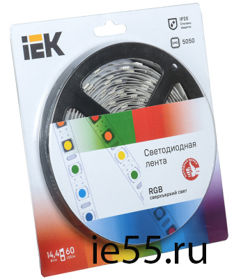 Лента LED 5м  блистер  LSR-5050RGB60-14,4-IP20-12V IEK