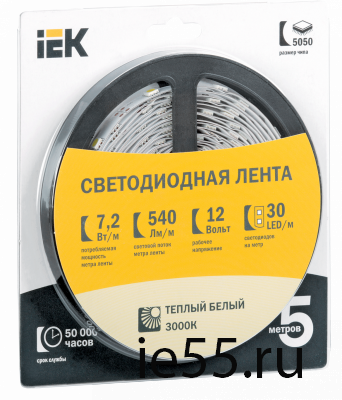 Лента LED 5м  блистер  LSR-3528W-WW120-9,6-IP20-12V IEK