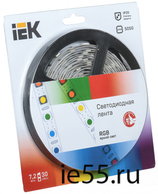 Лента LED 5м  блистер  LSR-5050RGB30-7,2-IP20-12V IEK