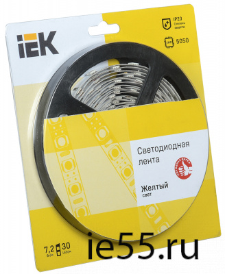 Лента LED 5м  блистер  LSR-5050Y30-7,2-IP20-12V IEK