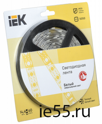 Лента LED 5м  блистер  LSR-5050WW60-14,4-IP20-12V IEK