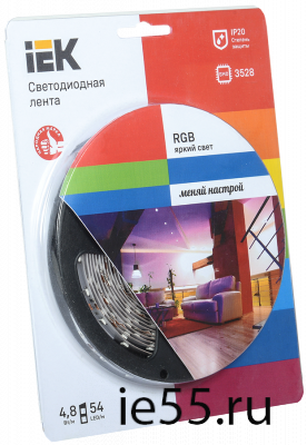 Лента LED 5м  блистер LSR-3528RGB54-4.8-IP20-12V IEK-eco